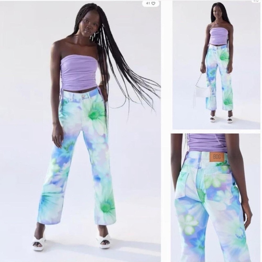 BDG Urban Outfitters Festival Floral Tie Dye Cowboy Jean High Waist 28